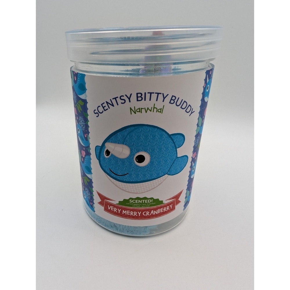 SCENTSY BITTY BUDDY narwhal , Scent Very Merry Cranberry Scented